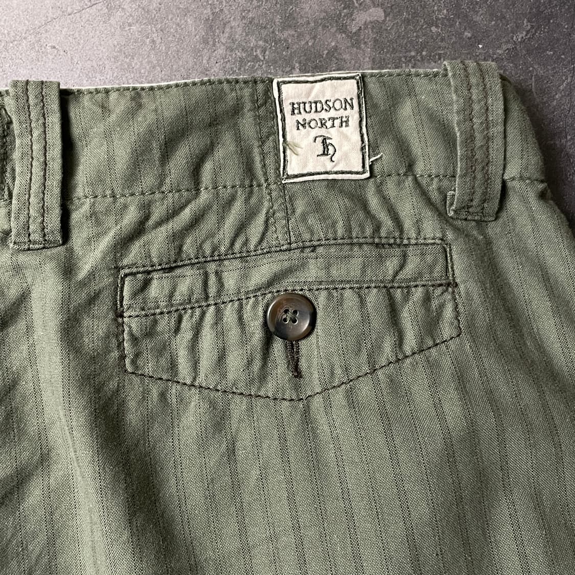 HUDSON 빈티지 카키 스트라이프 코튼 카고 하프 팬츠 A00762 상품이미지7