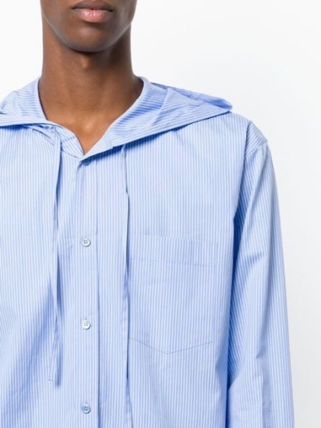 [40] 17fw 발렌시아가 런웨이 컬렉션 모델 스트라이프 후드 셔츠 상품이미지7