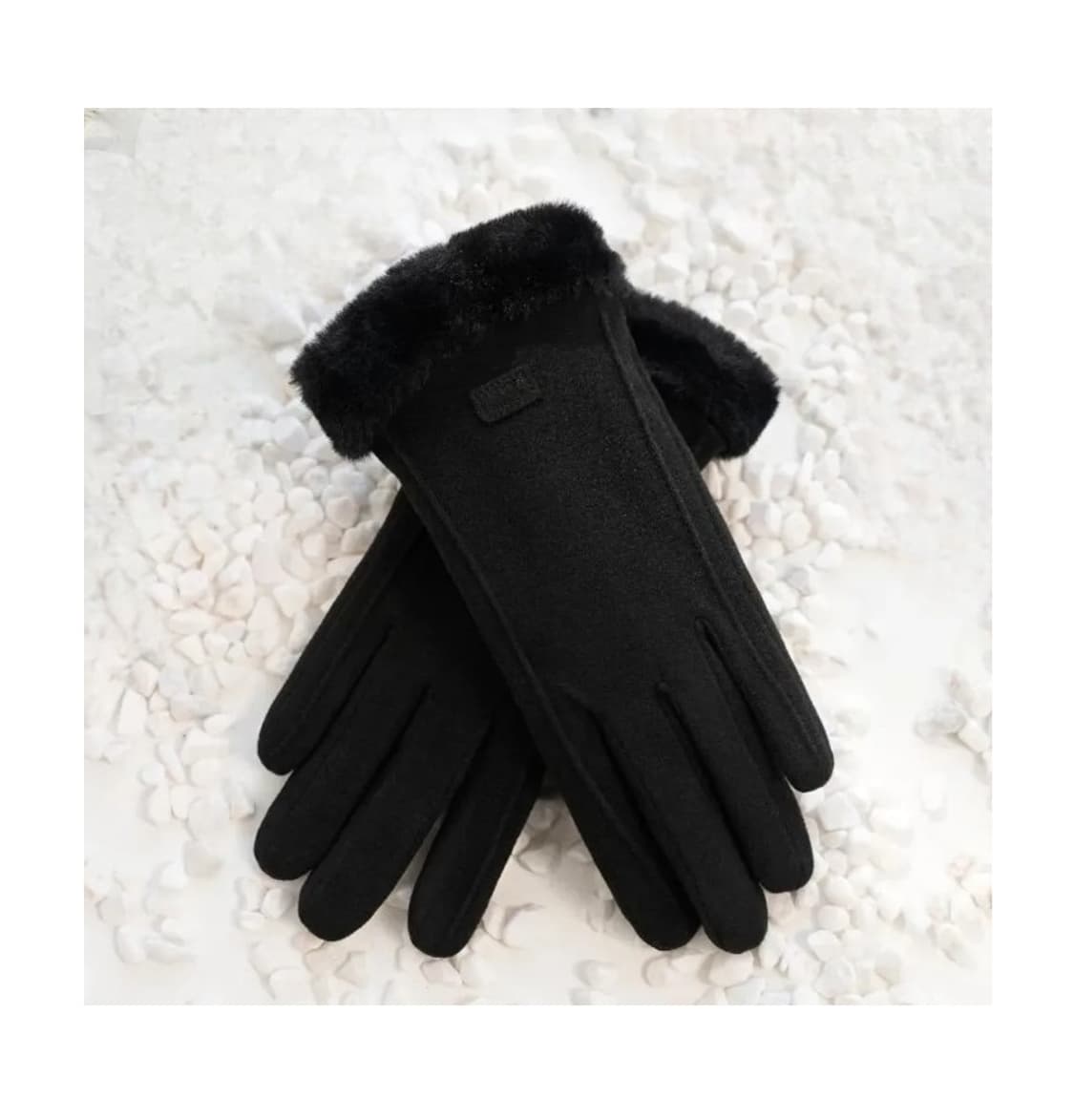 방한 두툼 보아퍼 안감 여성용 장갑 블랙 (새상품) 상품이미지1