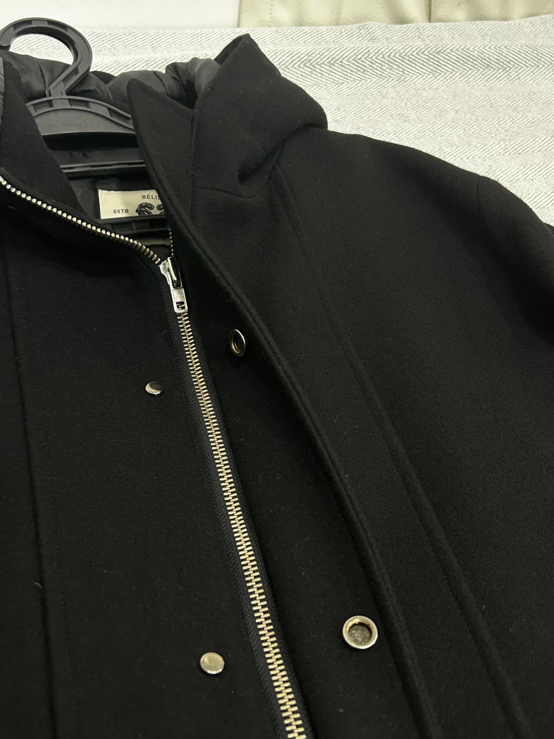 벨리에 Belier 울 90% 후드코트 M 95 블랙 상품이미지5
