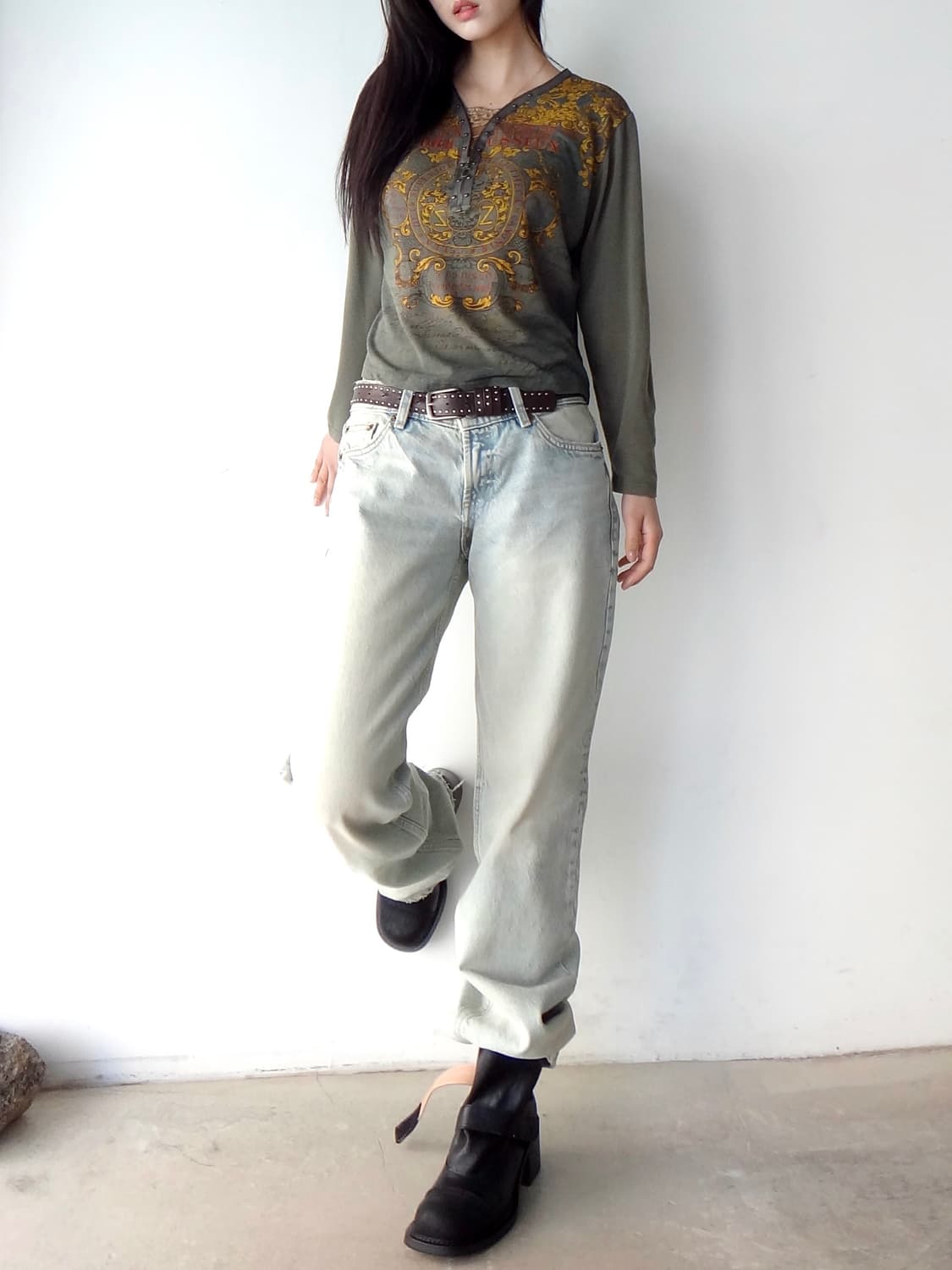 Strap caper slouchy walker / black 상품이미지5