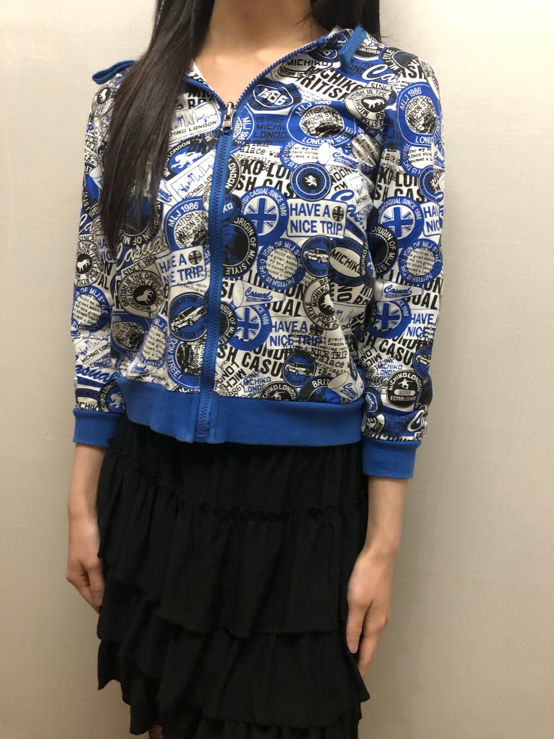 빈티지 미치코런던 블루 펑크 후드집업 상품이미지6