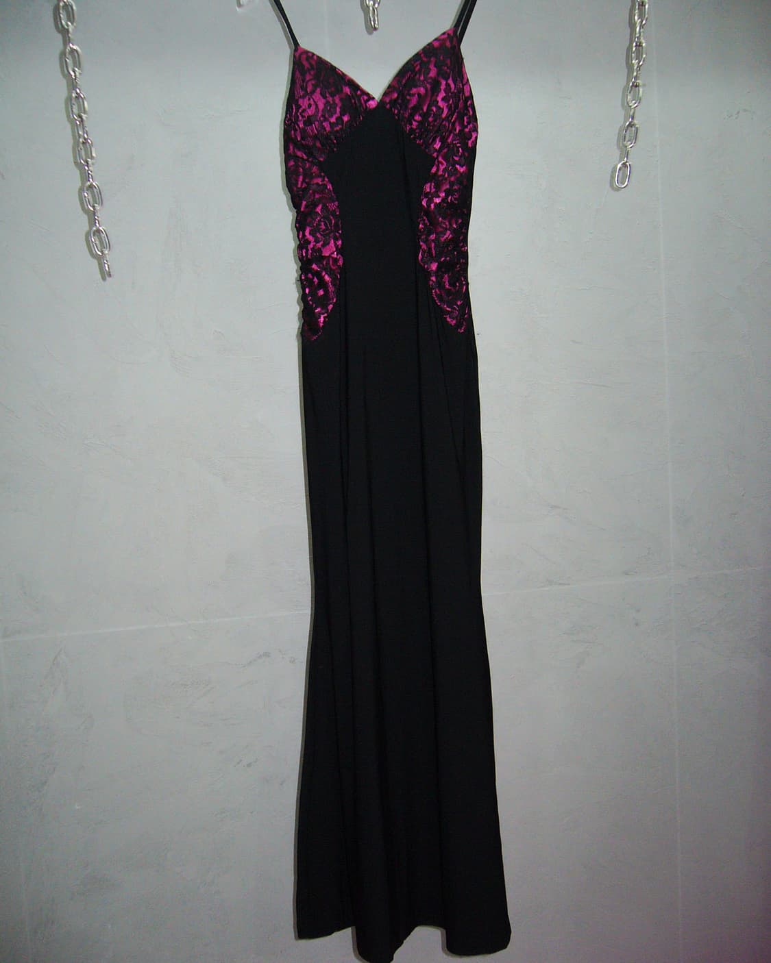 Pink Black Lace Long Dress 상품이미지1