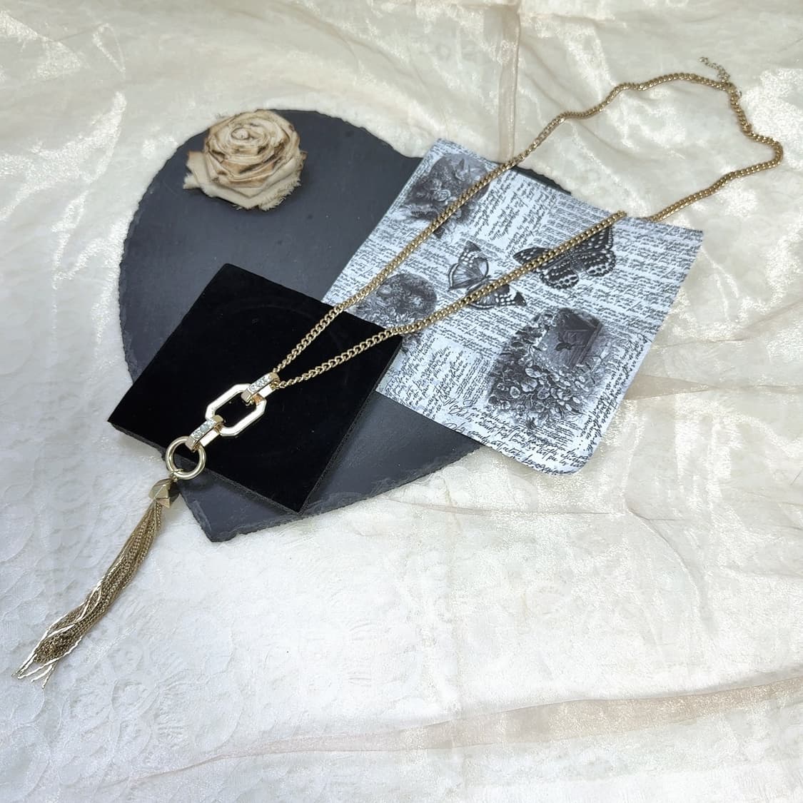 빈티지 쿠바체인 기하 태슬 목걸이 상품이미지2