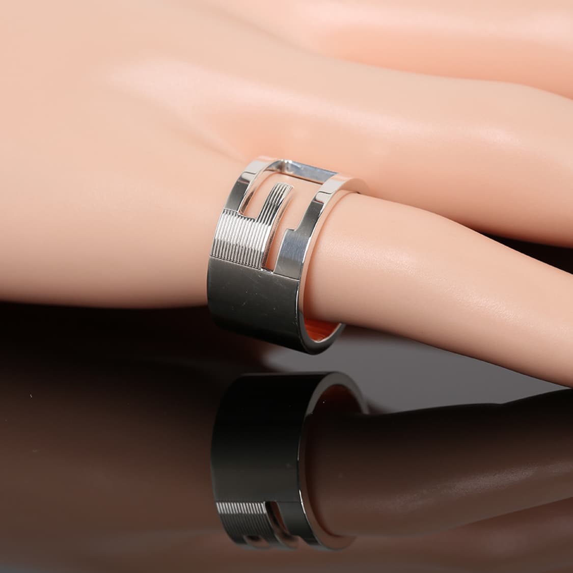 구찌 실버반지 G 컷아웃 와이드 반지 G로고 실버링 17호 상품이미지4