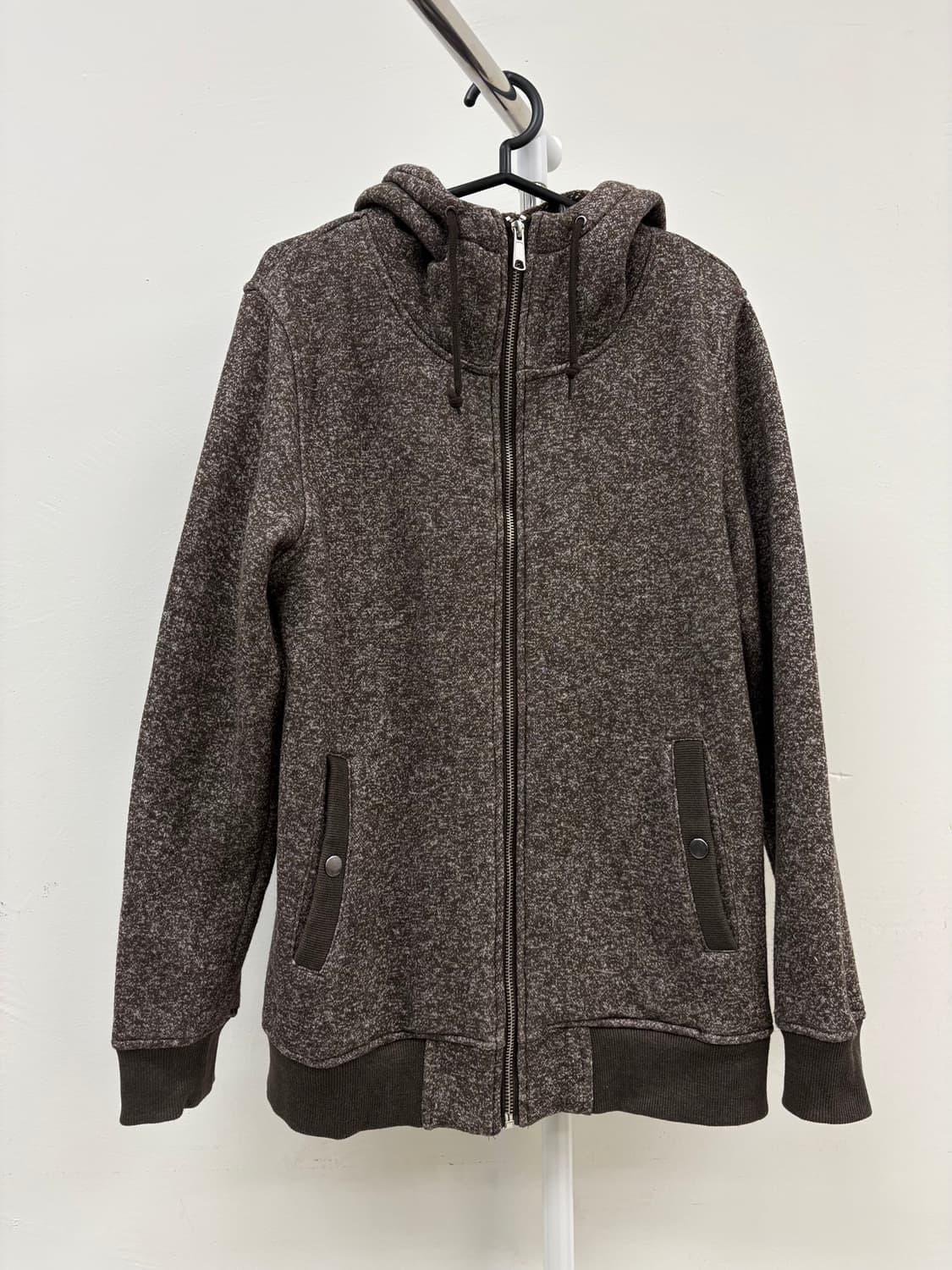 빈티지 브라운 하이넥 기모 후드 집업 상품이미지6