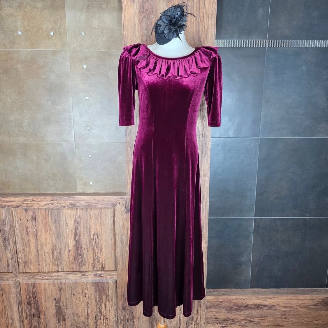 빈티지 벨벳 롱드레스 상품이미지1