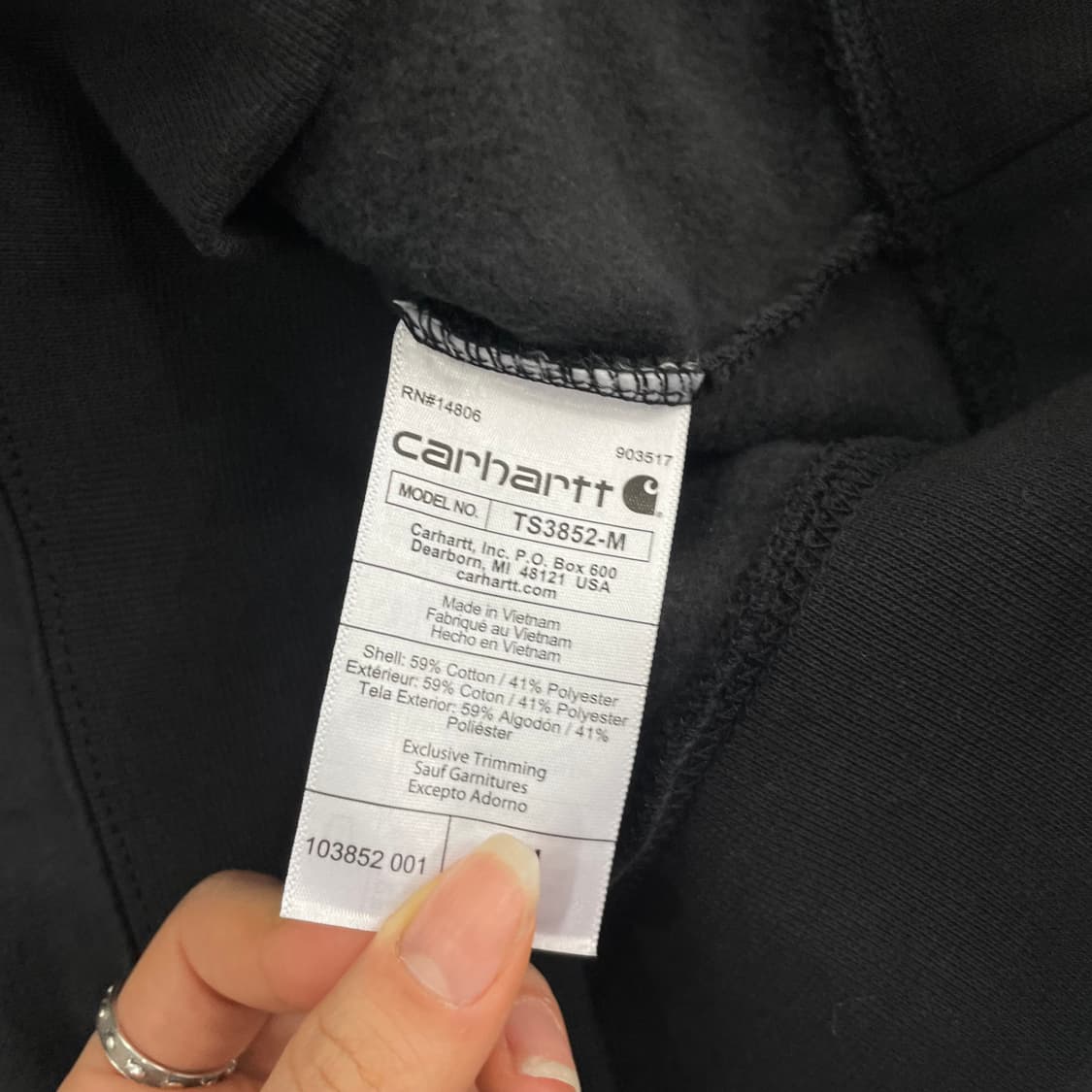 Carhartt 칼하트 루즈핏 원포켓 블랙 기모 맨투맨 상품이미지6