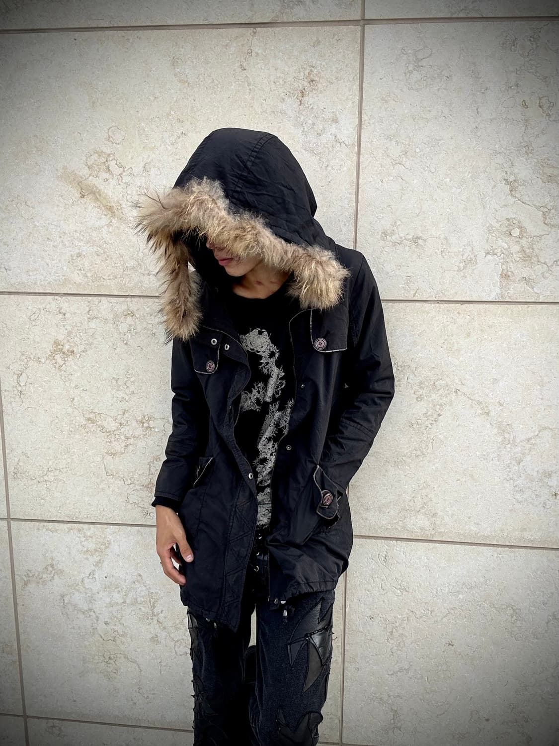 “Vintage” Y2K&GrungeMood Over- Fur Hoodi 상품이미지1