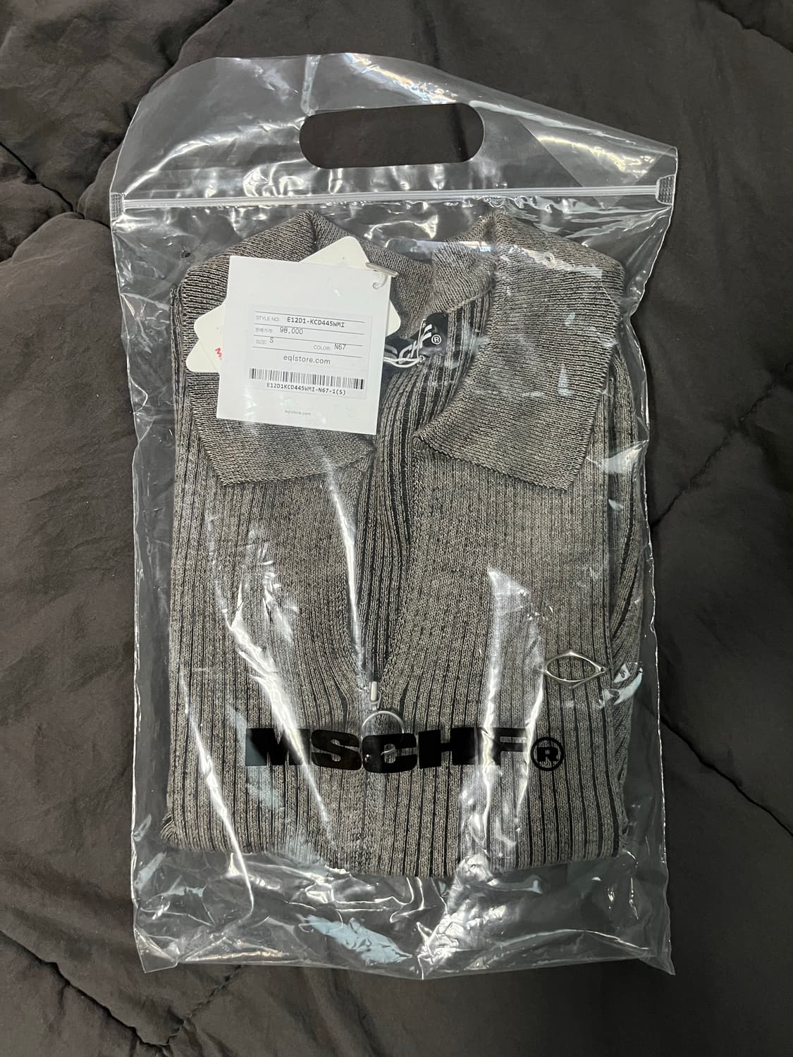 (W) 미스치프 니티드 투톤 셔츠 베이지 블랙 상품이미지2