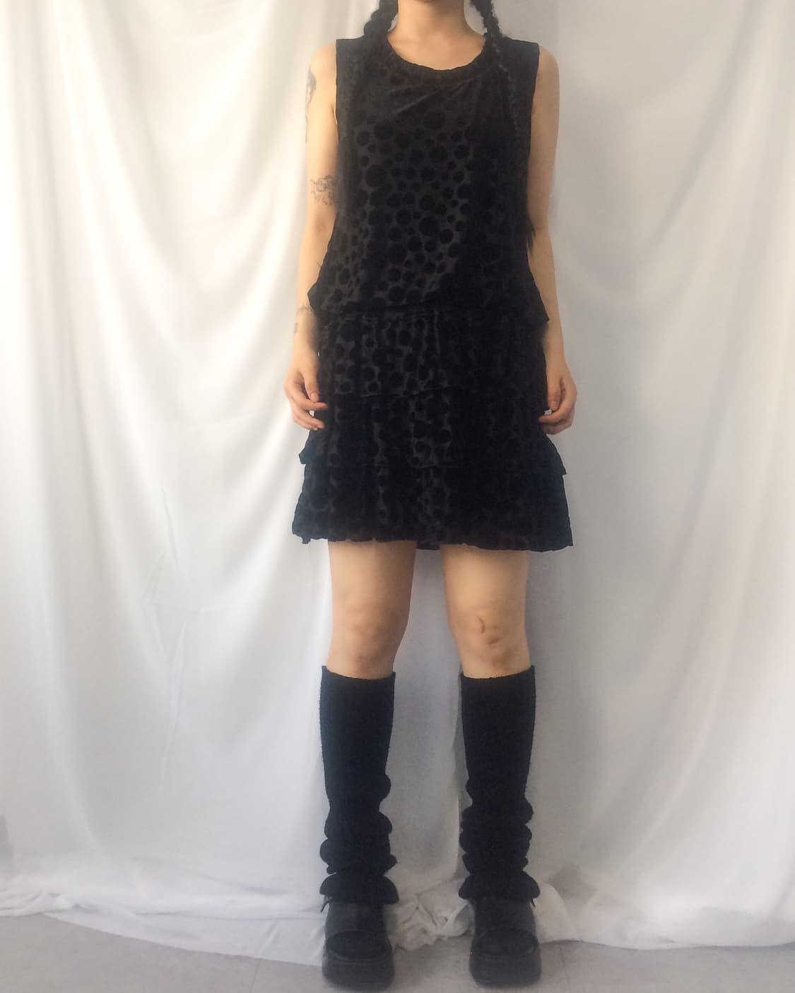 Velvet dot pattern sleeveless onepiece 상품이미지7