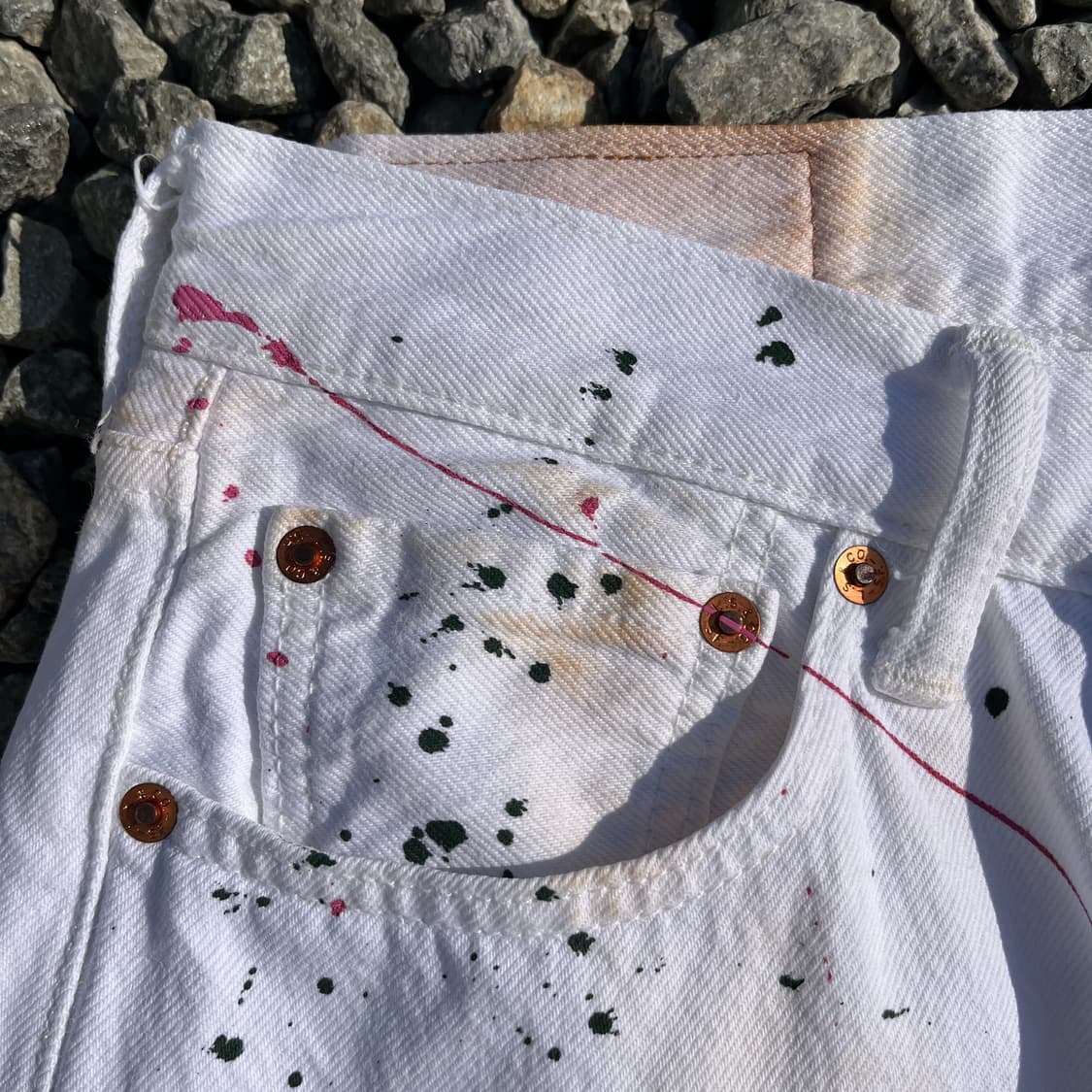 리바이스 501 커스텀 페인팅 화이트 데님 (실측확인) 상품이미지2