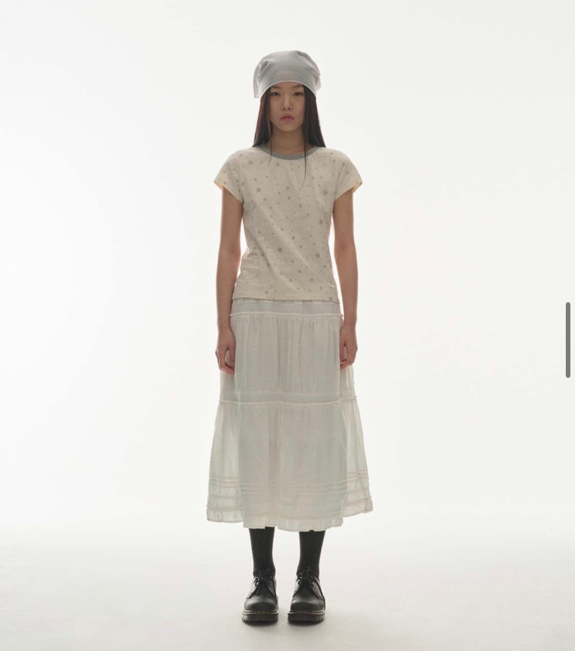 COYSEIO 셔링 미디 스커트 화이트 1 사이즈 상품이미지4