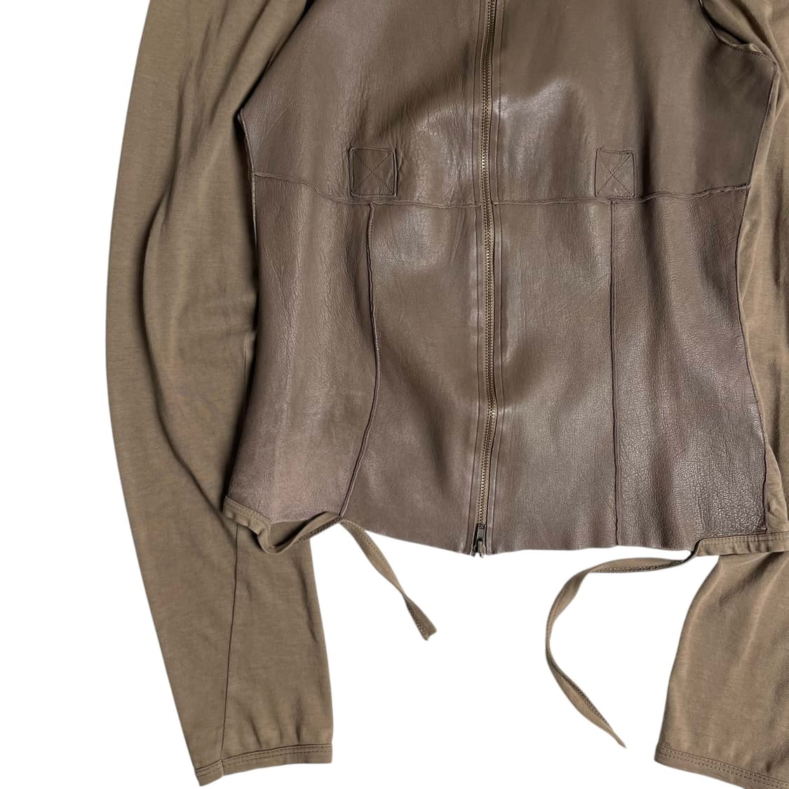 QUBHA 레더 져지 스트랩 포인트 자켓 (italy)   상품이미지4