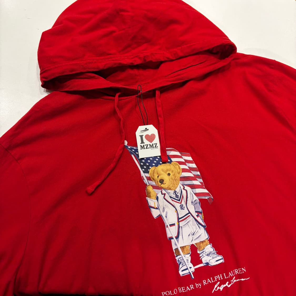 [2XL] 폴로 랄프로렌 성조기 베어 레드 후드 롱슬리브 B772 상품이미지3