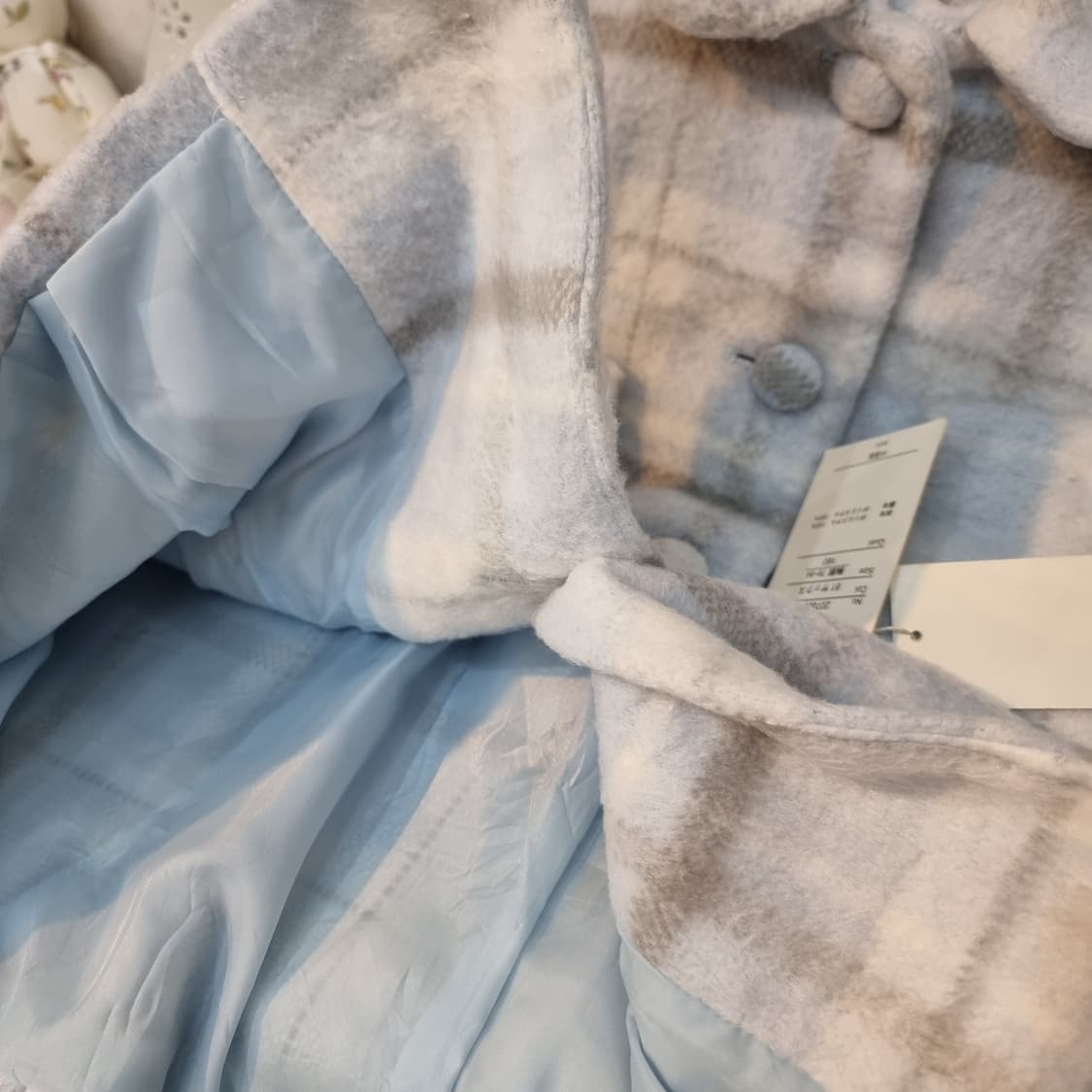 사각카라 포근 체크 숏코트 상품이미지6