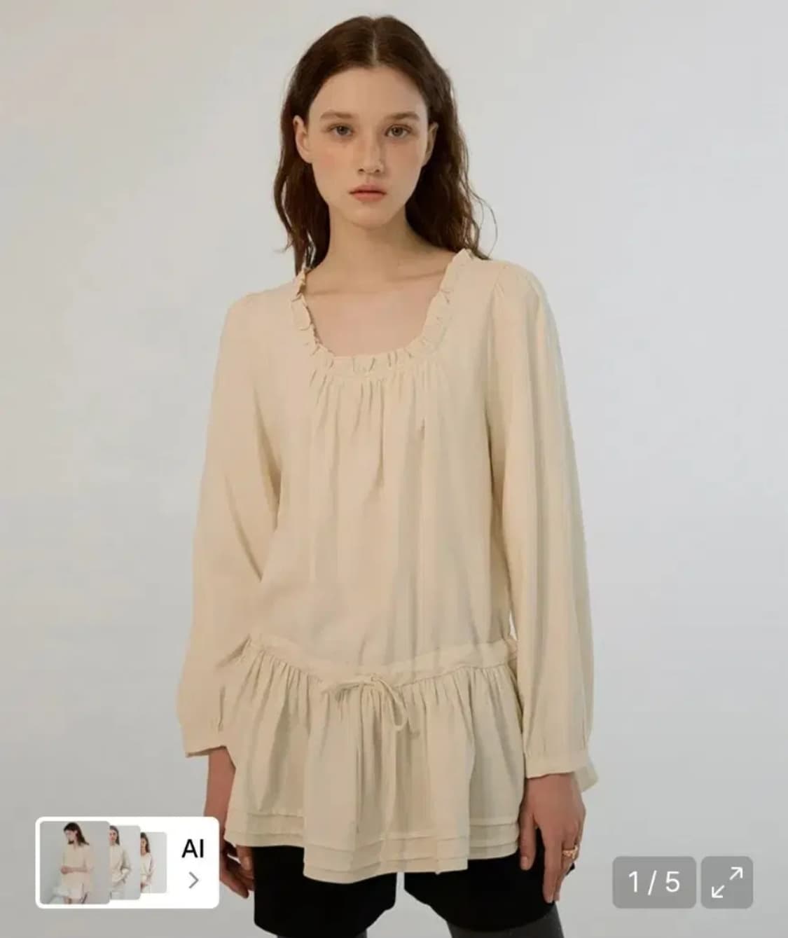 썸웨어버터 adel frill blouse 크림색 상품이미지1