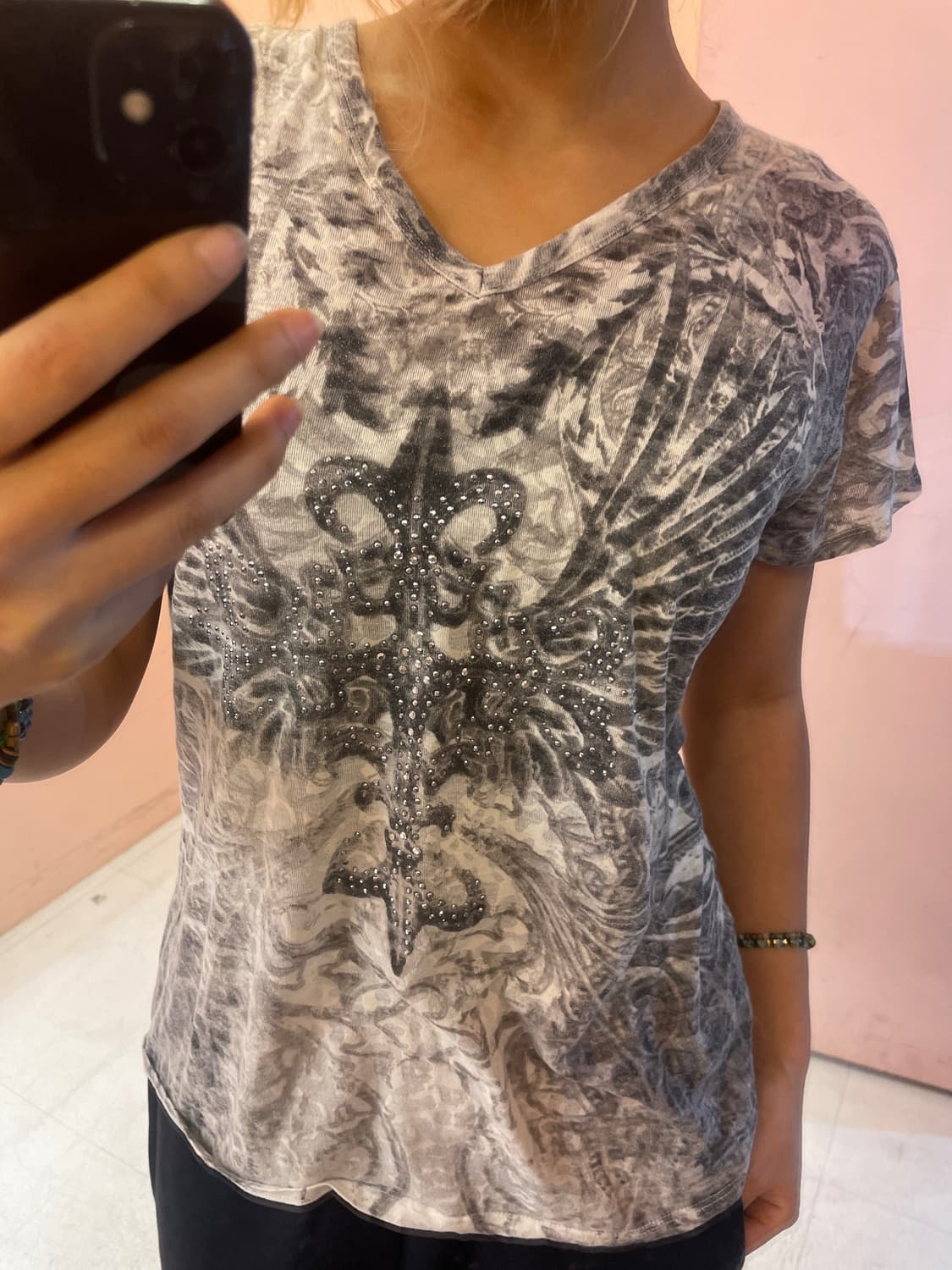 Punk Y2k 펑투케 백합 큐빅 t-shrit 상품이미지1