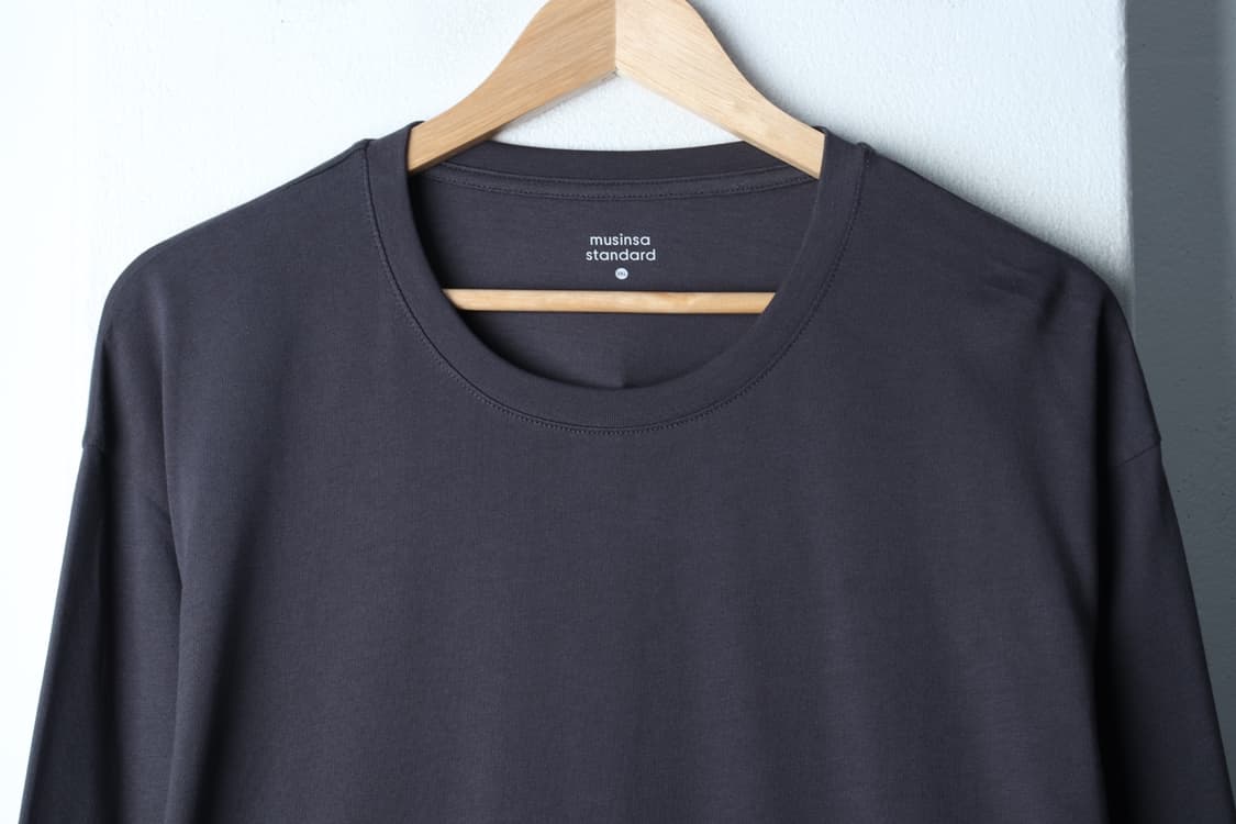 (3XL) 무신사 스탠다드 긴팔티셔츠 빅사이즈 차콜 무지-H3H33932 상품이미지3