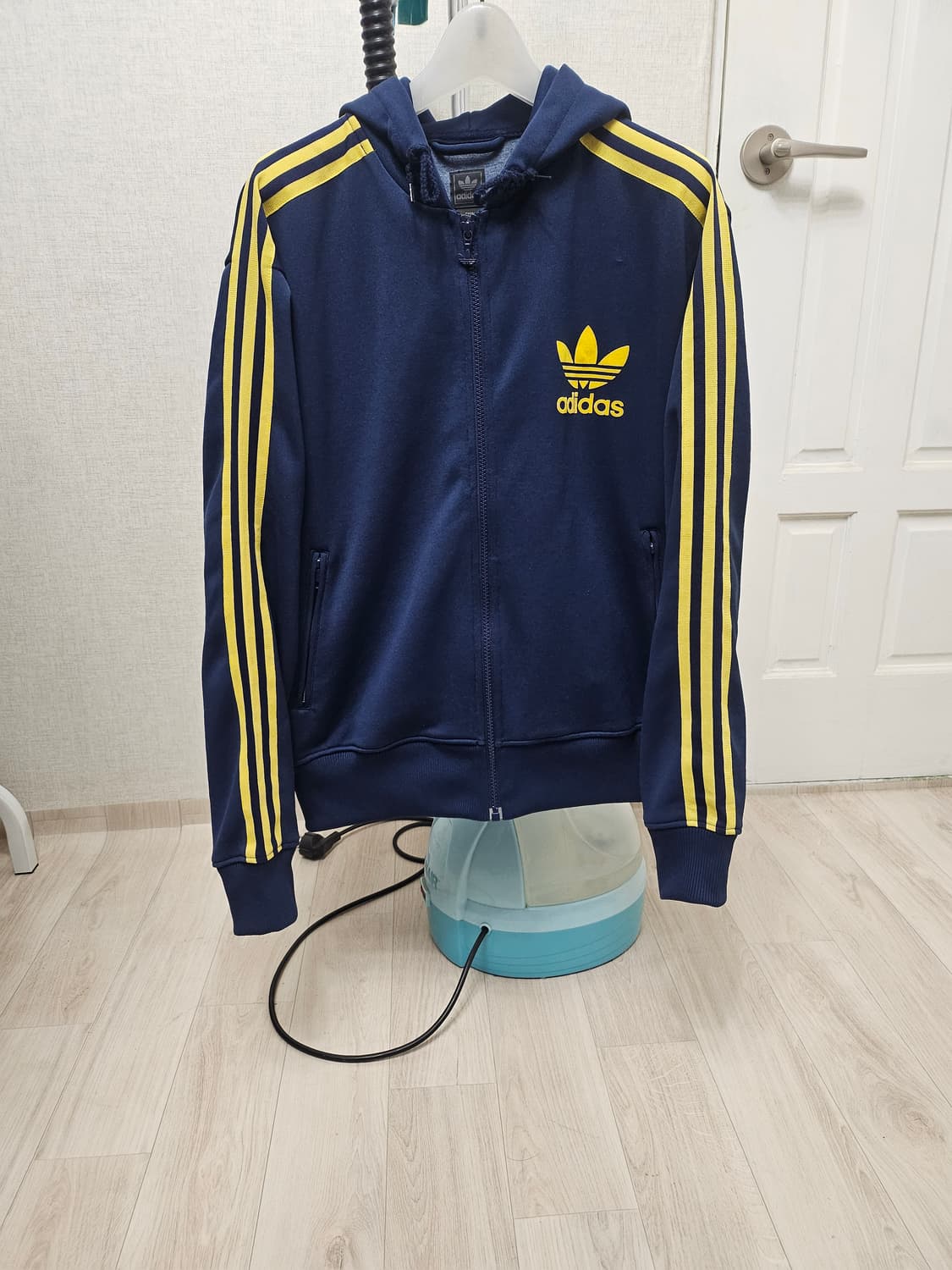 (105)XL☆초대장급☆아디다스 파이어버드 플락 [네이비옐로우] 후드져지 상품이미지1