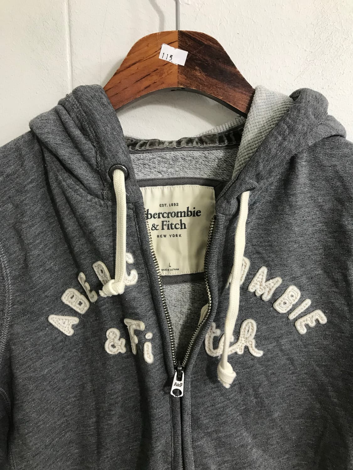 아베크롬비 슬림핏 딱붙 후드집업 그레이 상품이미지3