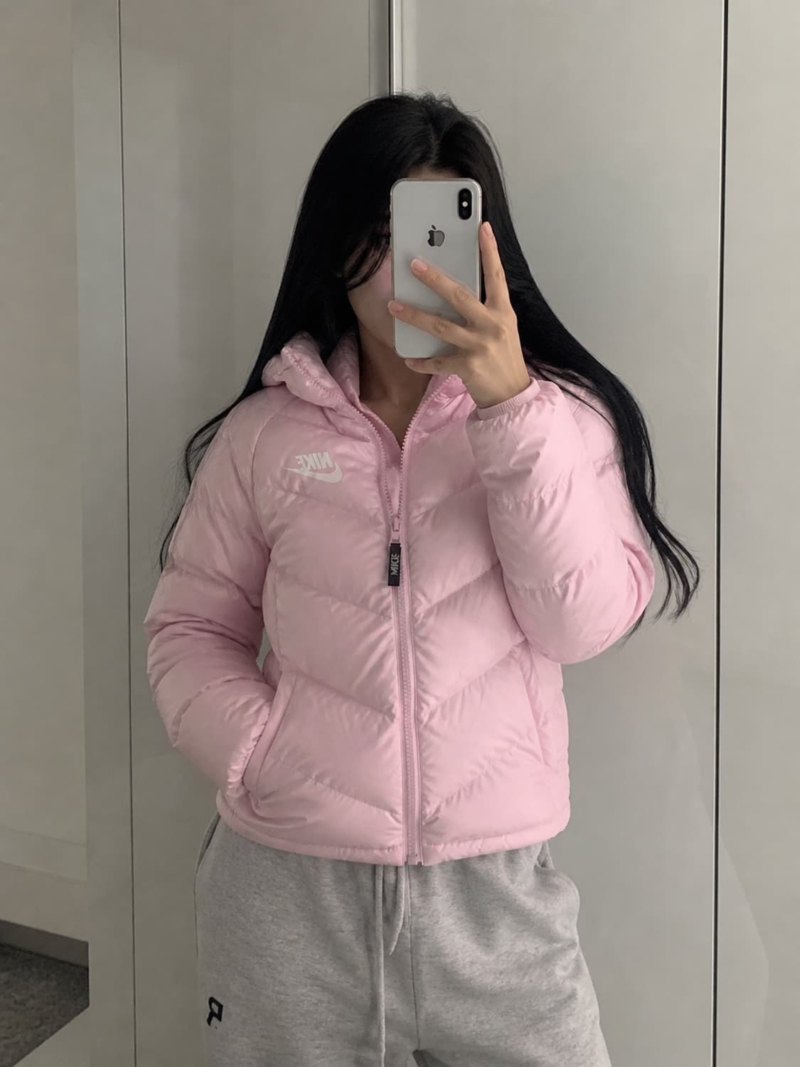나이키 딸기우유 연핑크 숏패딩 경량패딩 상품이미지1