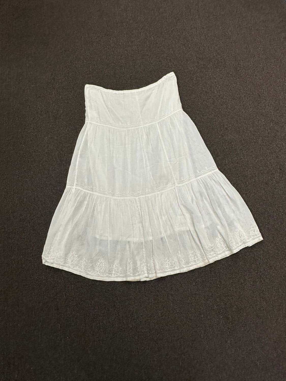 M)Japanese vintage 자수 디테일 밴딩 화이트 롱스커트 (이 상품이미지7