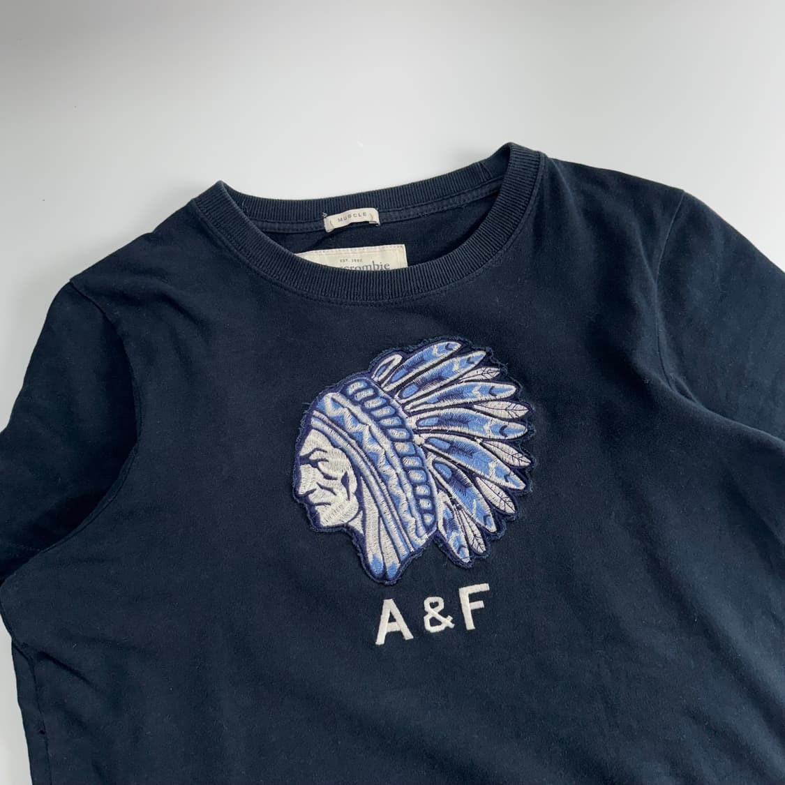 Abercrombie 아베크롬비 인디언 패치 네이비 반팔 상품이미지4