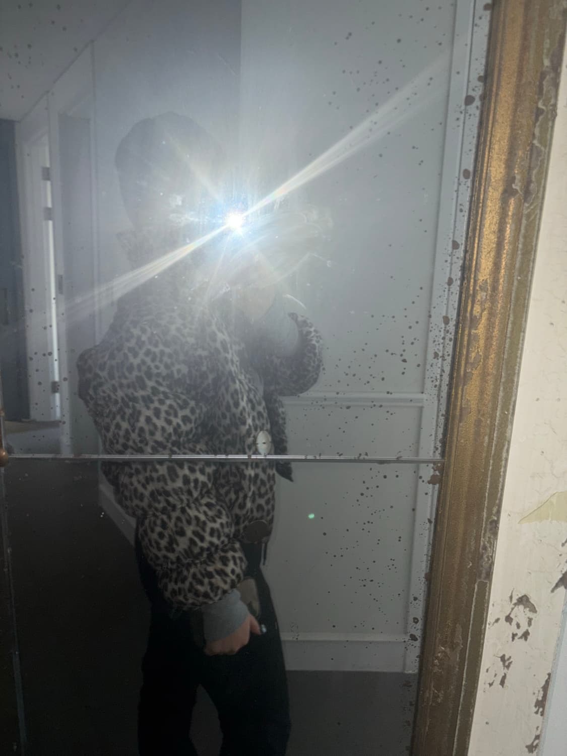 Leopard Metal-Button Quilted Puffer Coat 상품이미지1