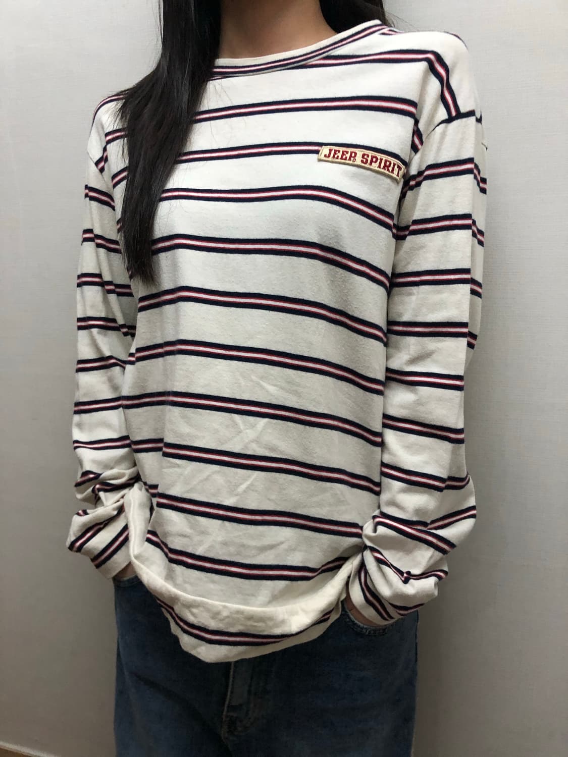 빈티지 지프 아이보리 스트라이프 티셔츠 상품이미지6