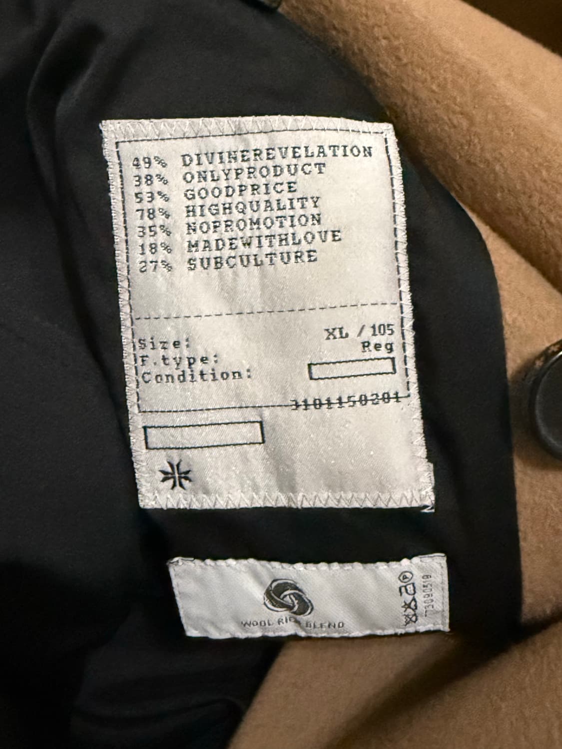 토니웩 크루도 캐시미어 더블 벨티트 코트 XL 상품이미지6