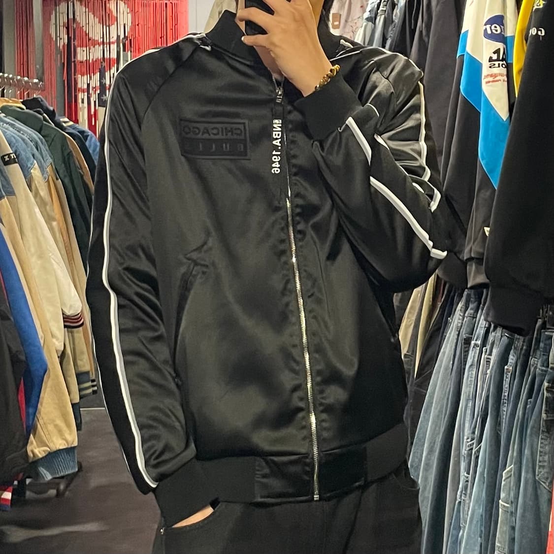 [IM] NBA 시카고불스 올 블랙 자수 져지 상품이미지5