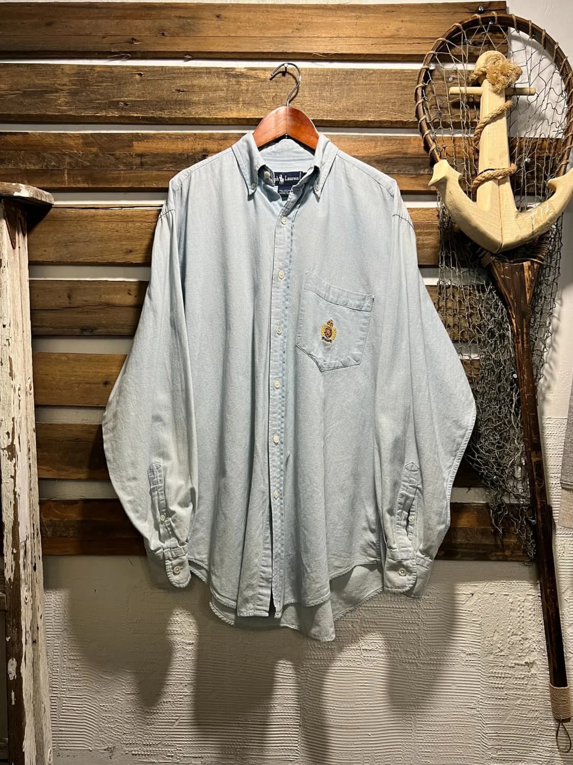 [M]90's 폴로 랄프로렌 우먼스 프레피 샴브레이 셔츠 상품이미지1