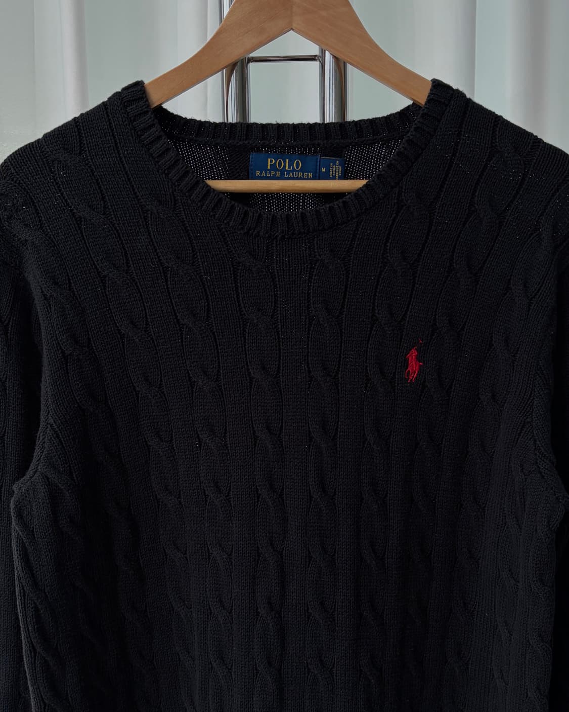 [M]폴로 랄프로렌 꽈배기 케이블 코튼 니트 black 상품이미지4