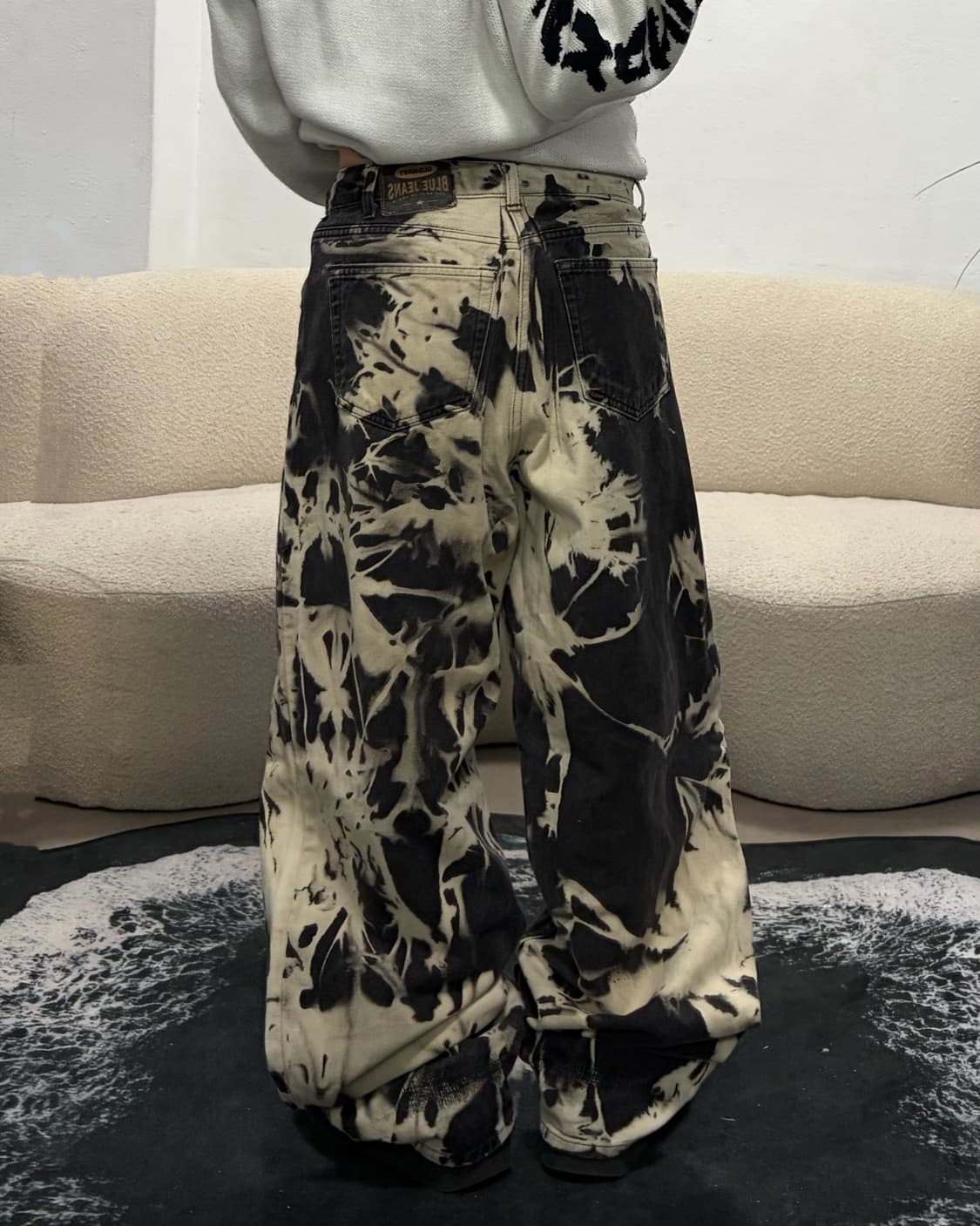 90s OLD NAVY 블랙타이다이 와이드 힙합팬츠 상품이미지2