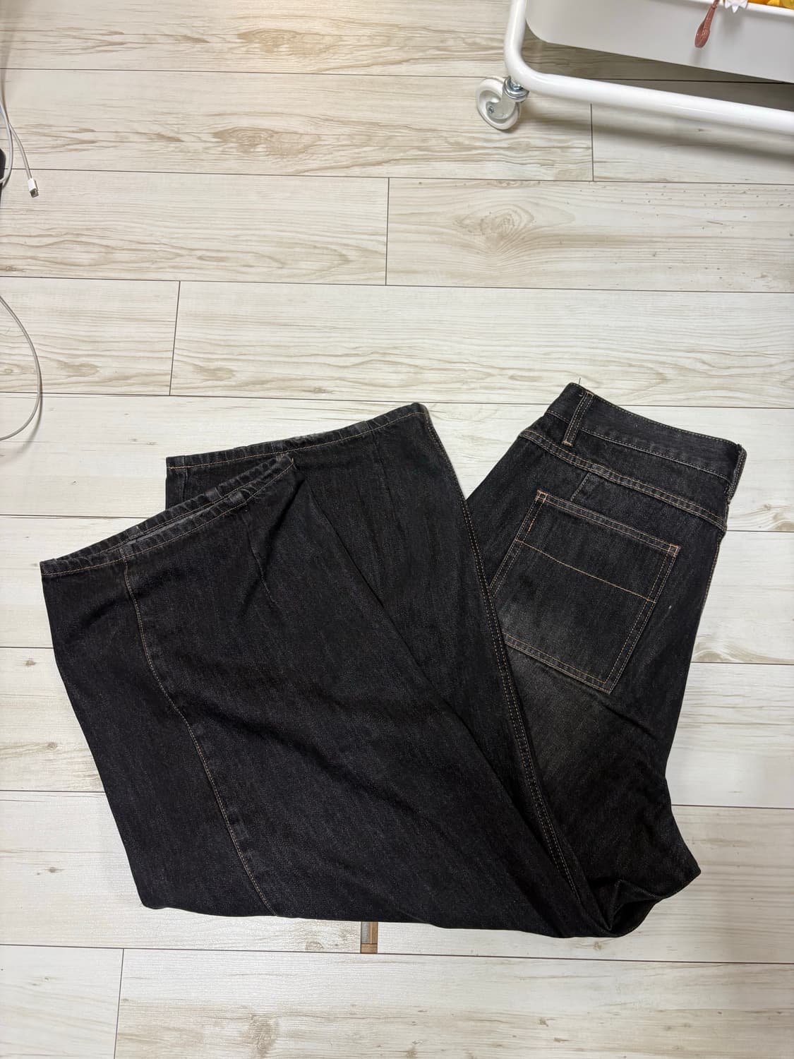 인템포무드 레이지보이 벌룬핏 데님 워시블랙 L 상품이미지5