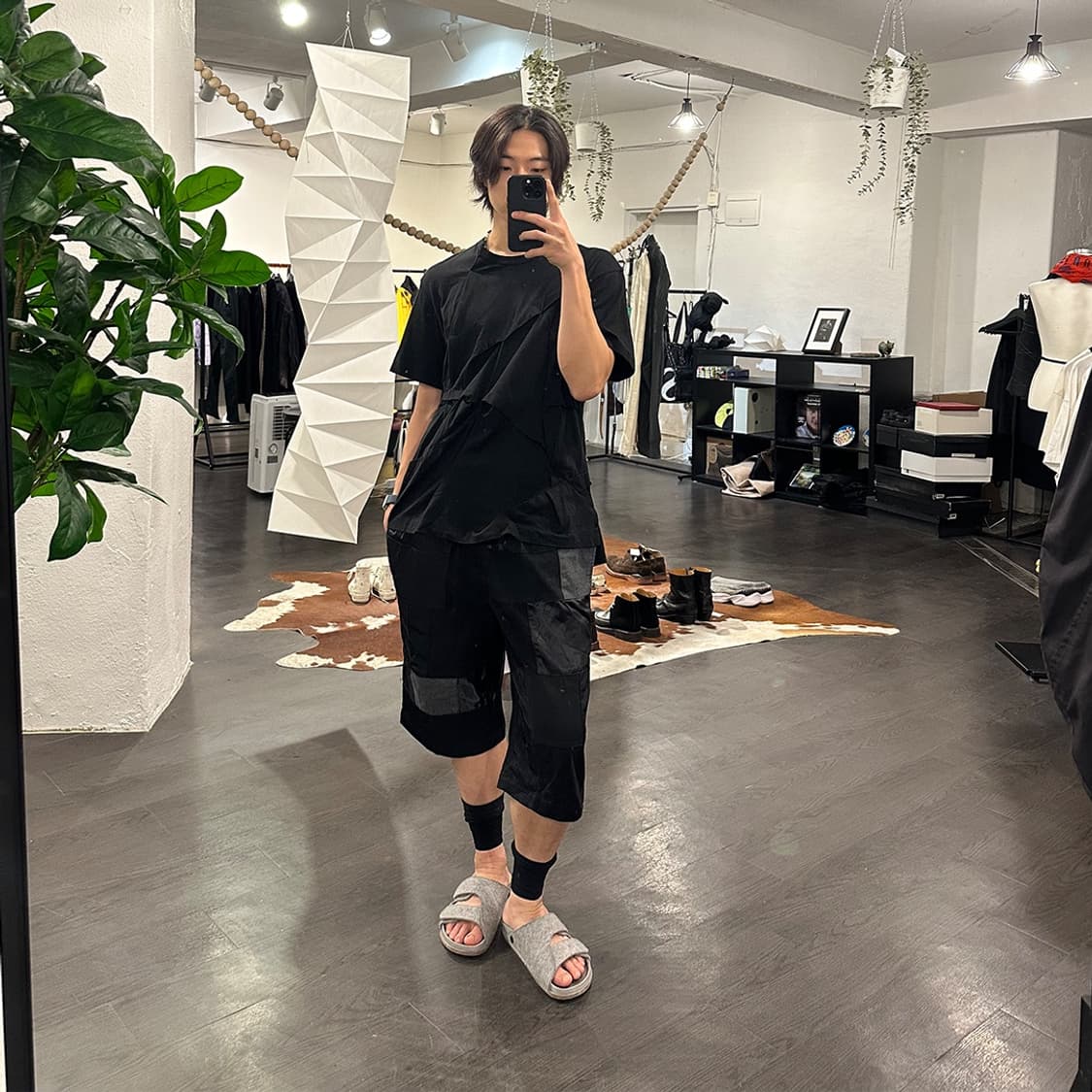 꼼데가르송 블랙 패치워크 쇼츠 상품이미지4