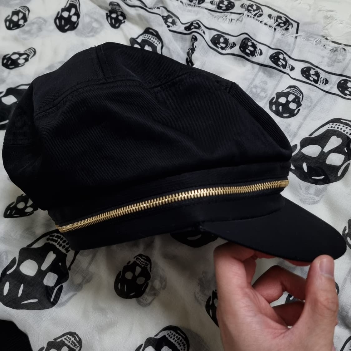 CA4LA 지퍼 캐스킷 뉴스보이캡 블랙 상품이미지1