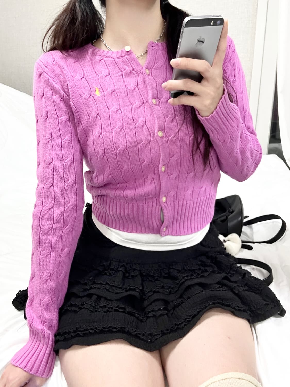 폴로 핑크 케이블 가디건 상품이미지4