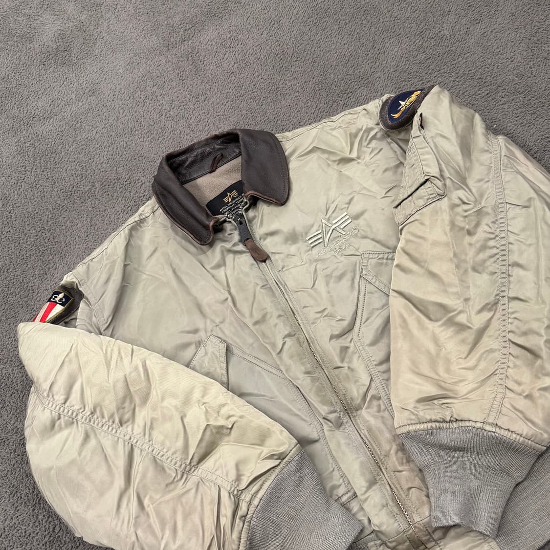 [정품/L] 알파인더스트리 가죽카라 항공점퍼 c1 상품이미지1