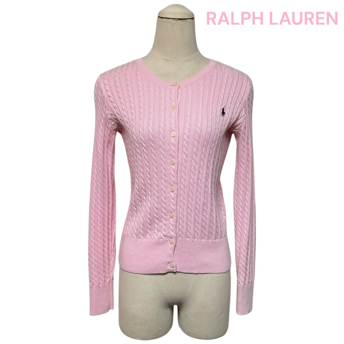 3674 랄프로렌 폴로 연핑크 꽈베기 니트가디건 상품이미지1