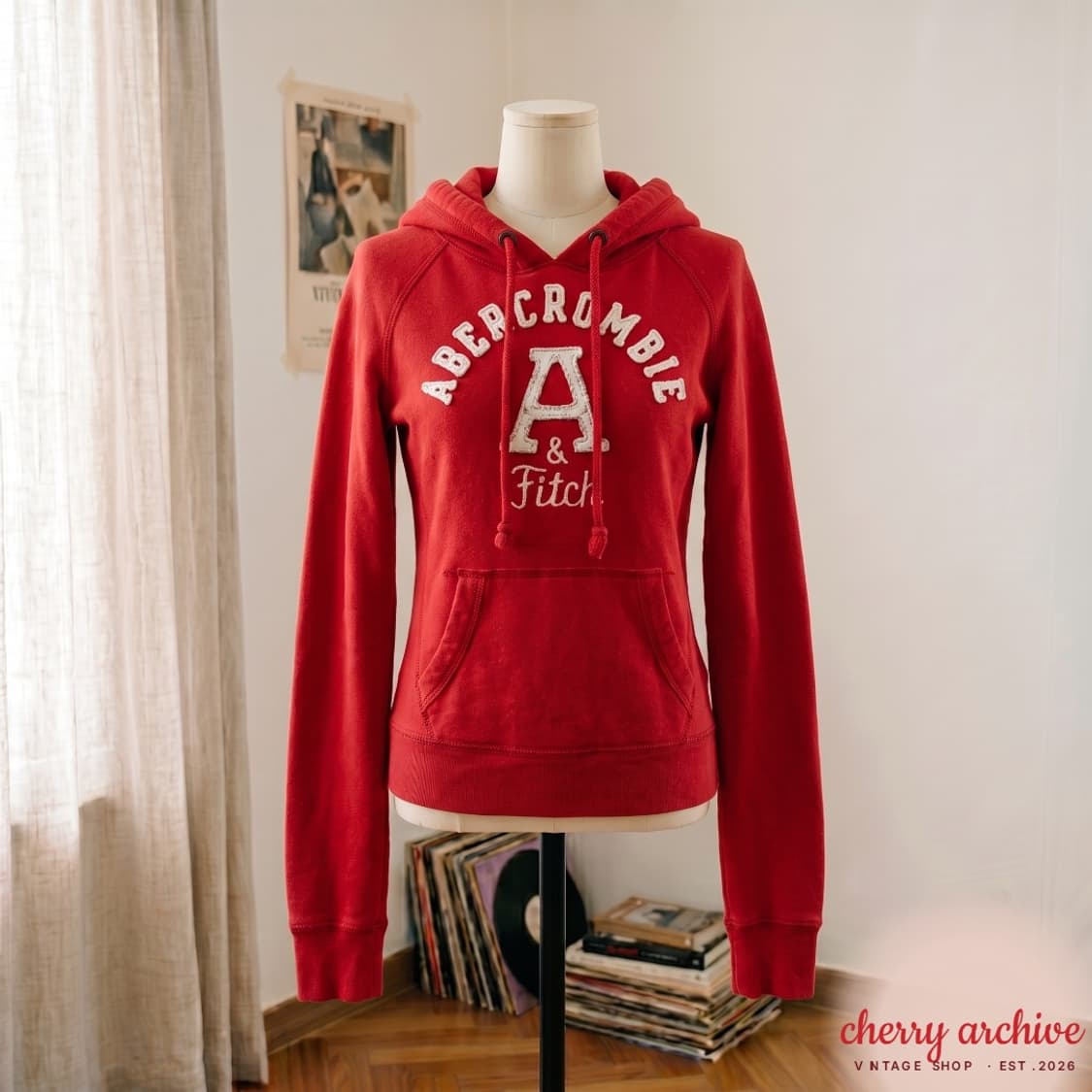 아베크롬비 A&Fitch 레드 후드티 상품이미지1