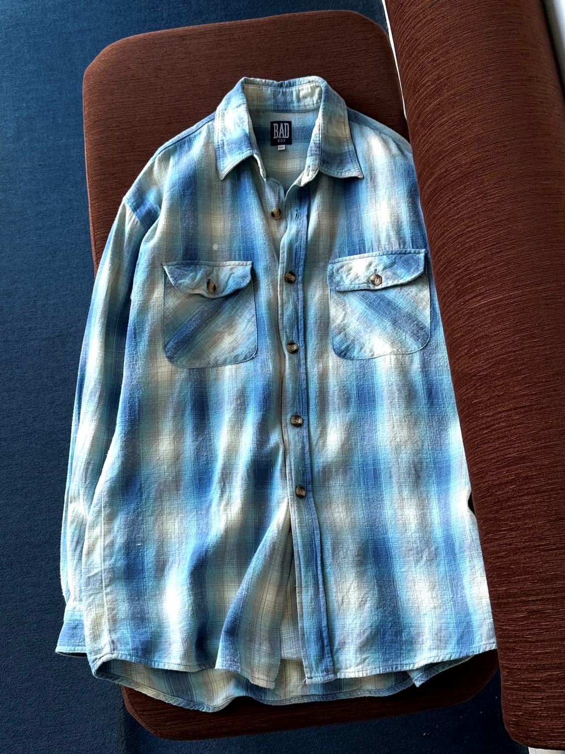 Cotton woven nel check wide shirt 상품이미지9