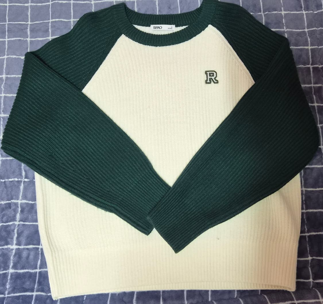 스파오 래글런 자수 스웨터 네이비 / 헌터 상품이미지9