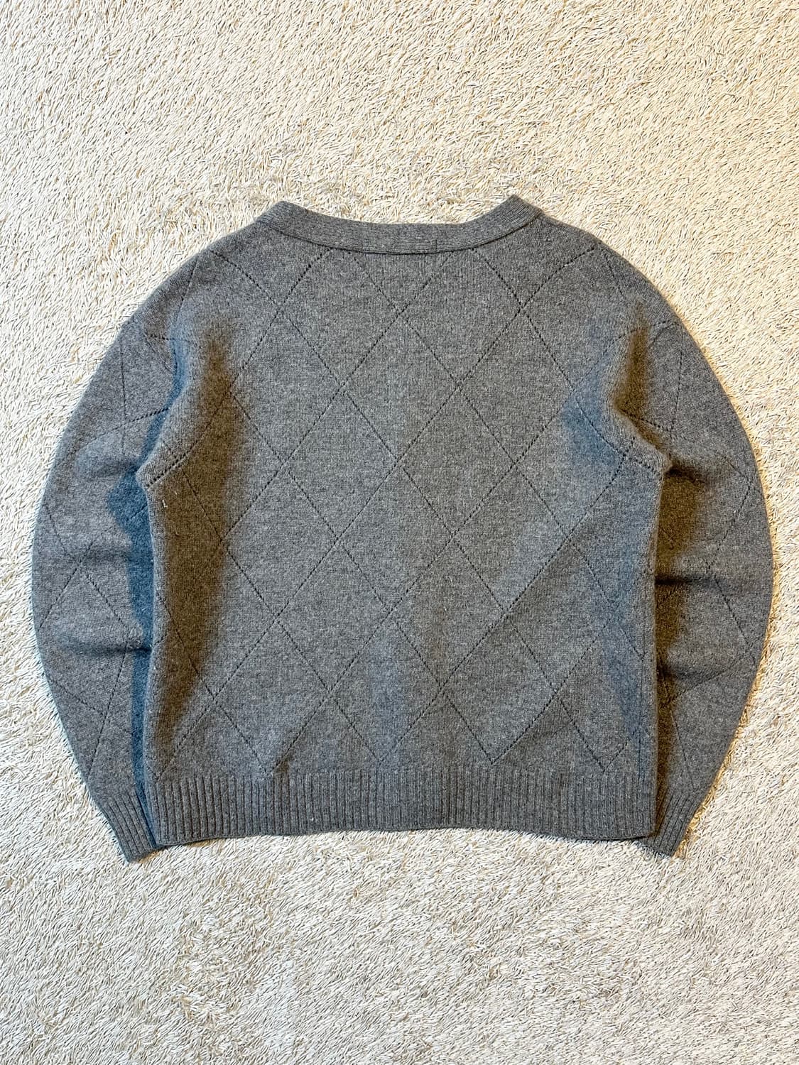 토니웩 TONYWACK 슬래시 아가일 캐시미어 가디건 그레이 상품이미지3