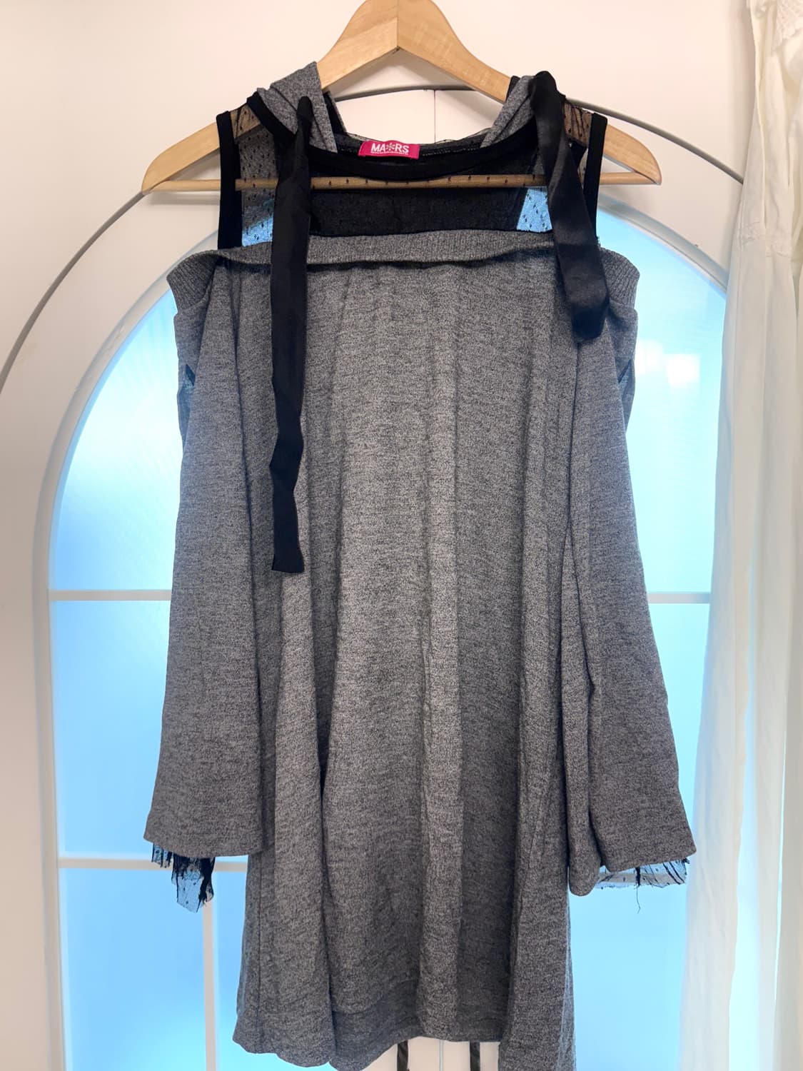 빈티지 갸루 원피스 시스루 후드탑 상품이미지3