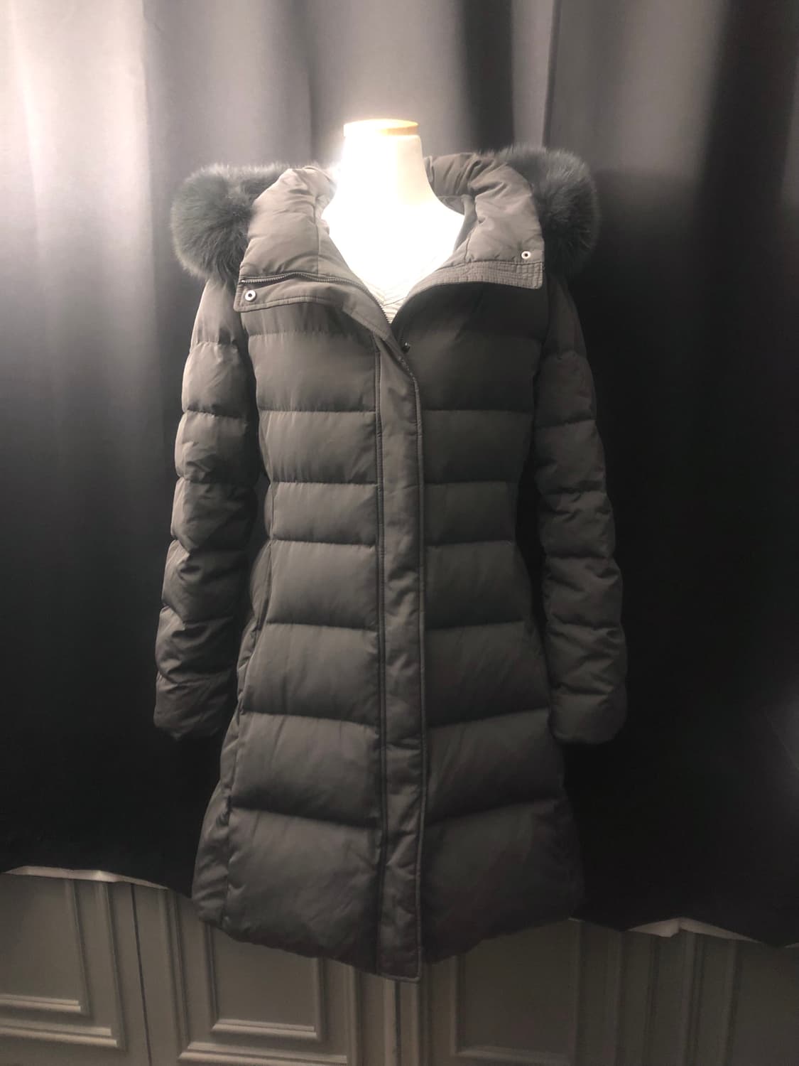 로엠 폭스퍼 벨티드 덕다운 롱패딩 그레이 M 상품이미지3