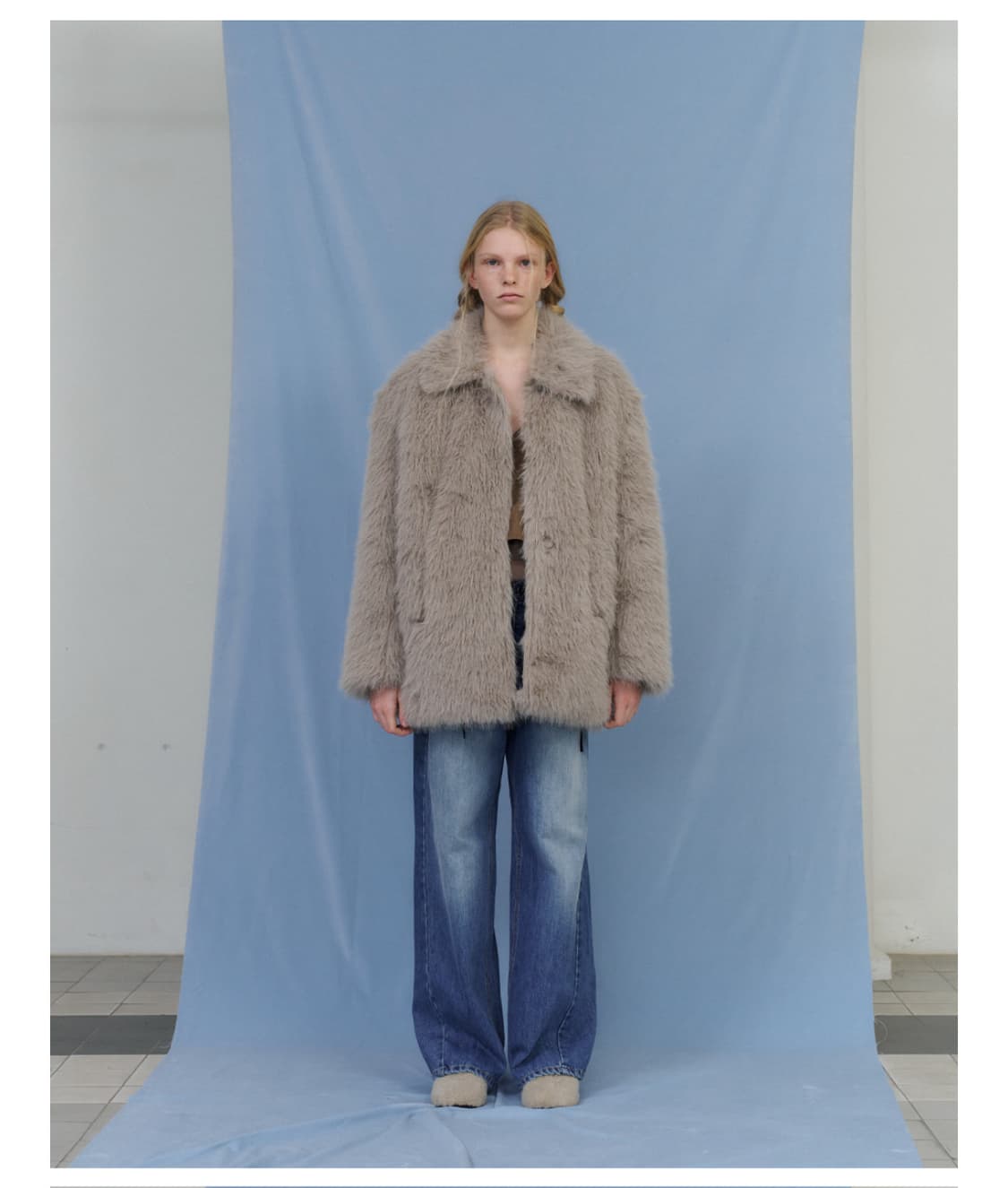 포에토 퍼자켓 새상품 Fluffin fur jacket grey 상품이미지2