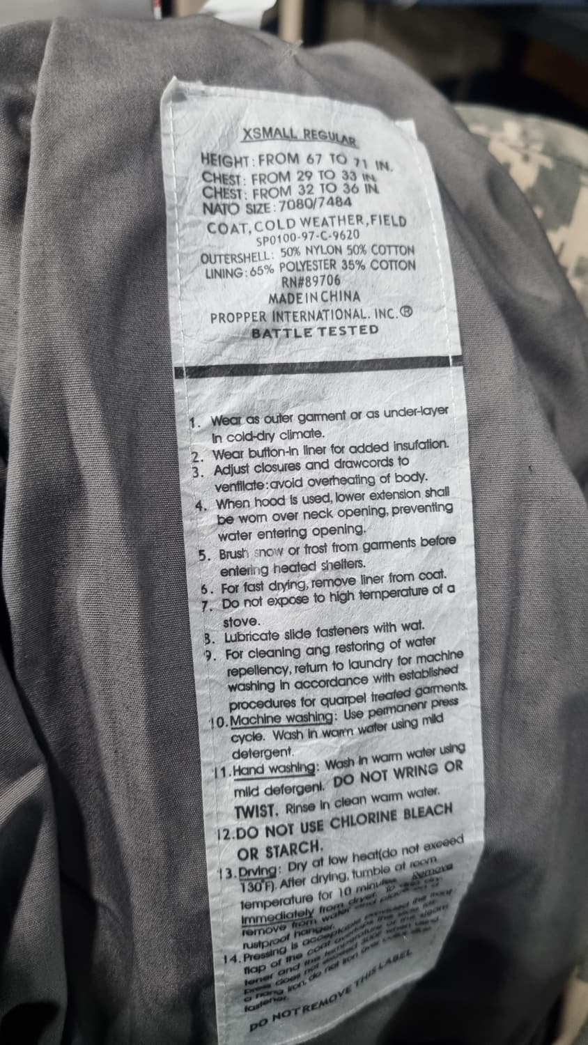 프로퍼) m65 밀리터리 필드자켓 95~100(xs) 내피없음 상품이미지4
