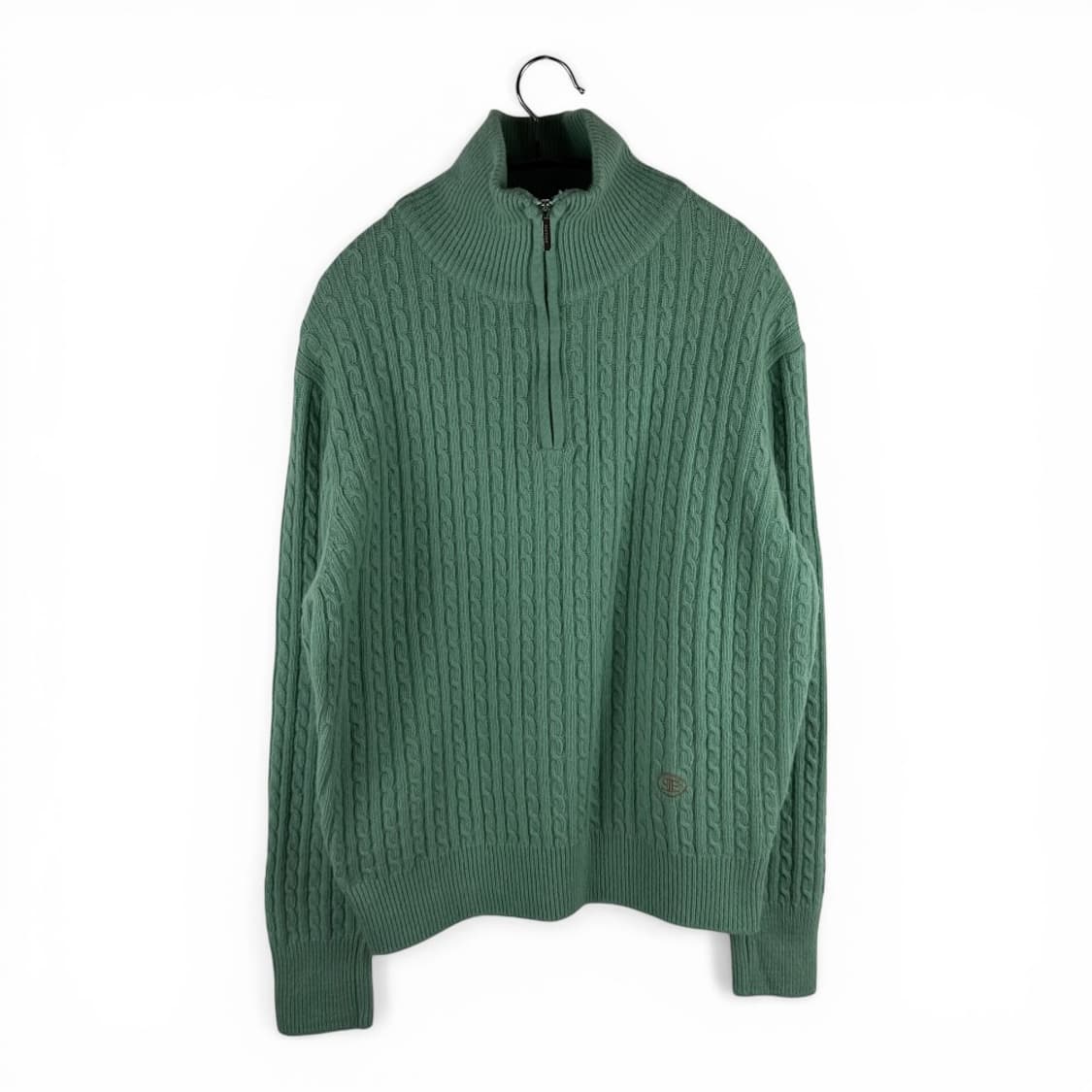 F) 시엔느 클래식 하프집업 케이블 니트 민트그린 상품이미지1